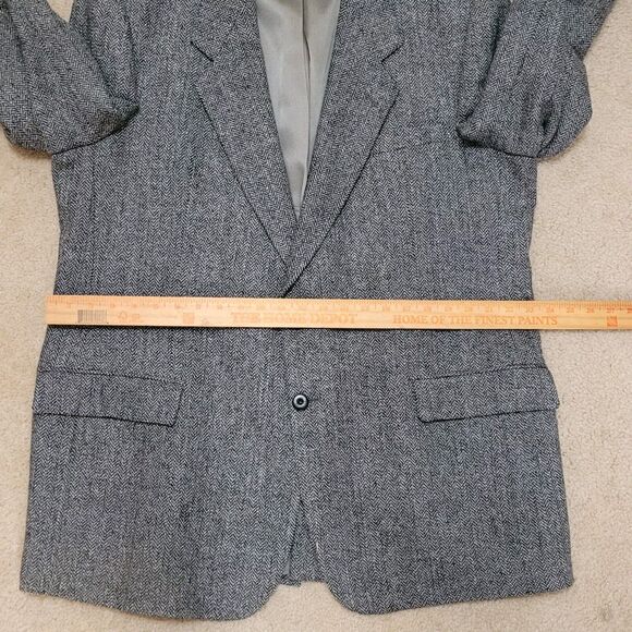 Vtg Bovet Blazer Mens 46R Gray Herringbone Tweed Wool Jacket Sportscoat Corpcore - Picture 12 of 16
